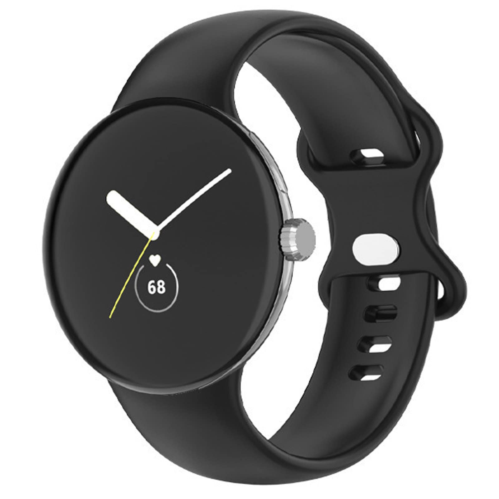 Compatible for Google Pixel Watch Band, Blueshaweu New Soft Silicone Sport Replacement Straps 2022 Compatible for Google Pixel Watch (S size, Black)