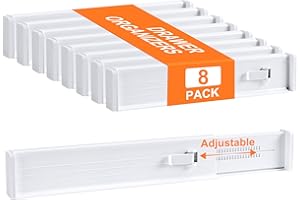 DIMJ 8 Pack Drawer Dividers for Clothes - Dresser Organizers 12.83"-22.05" Adjustable & Expandable Plastic Separators for Bed