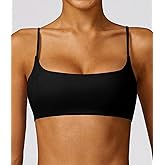 Comper Women's Sports Bra with Thin Straps Stretchy Wirefree Workout Bras Lightweight Workouts Bralette with Removable Pads