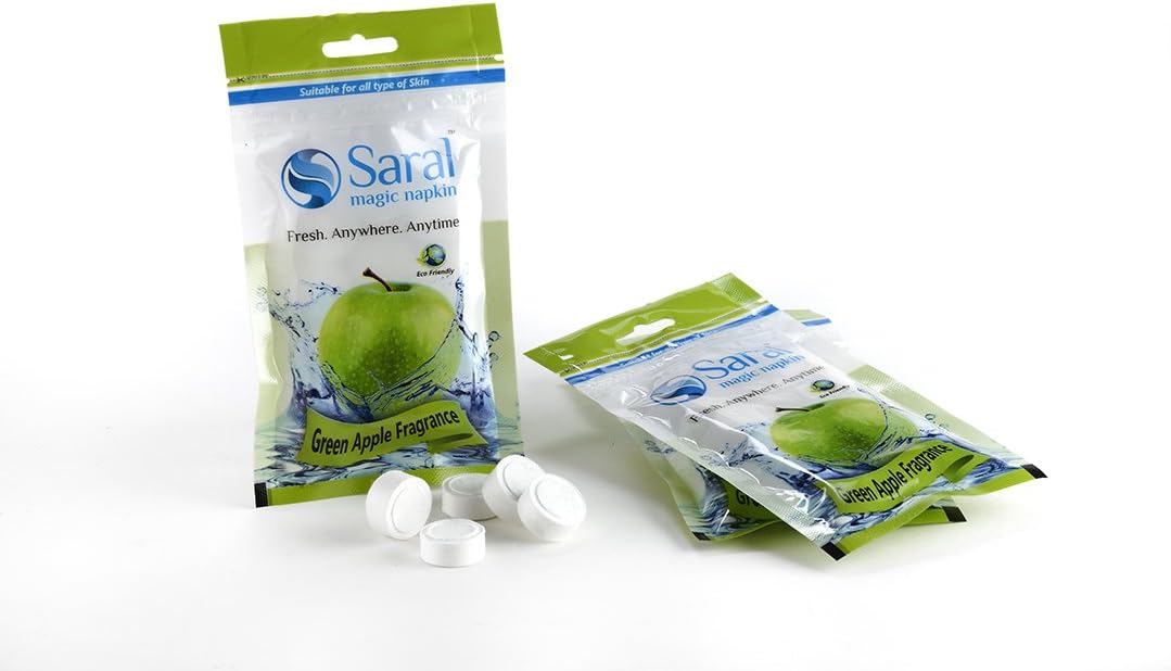 Saral Magic Napkin 10 Zip Lock Packs (120 Pieces) - Green Apple