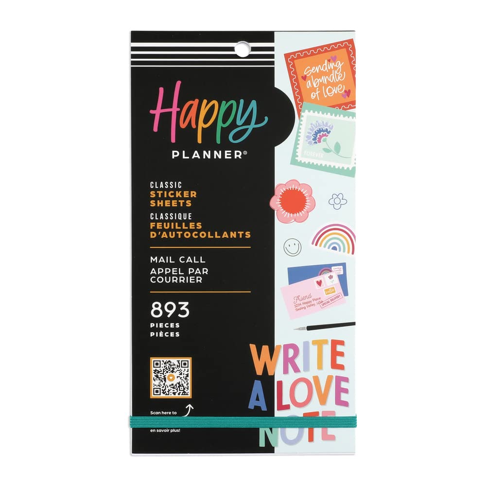 Happy Planner Sticker Set for Teachers, Planners and Projects - Multicoloured Stickers - Mail Call Theme - 30 Sheets 893 Stickers Total
