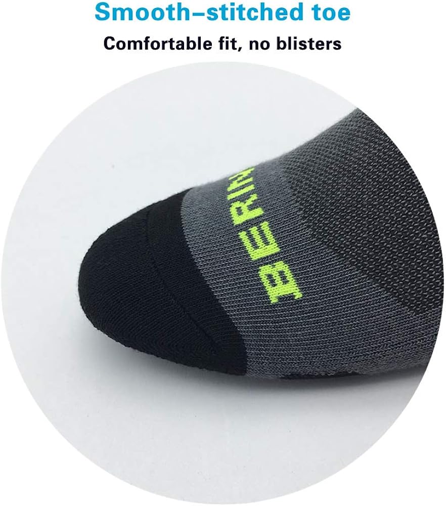 BERING Men's Athletic Ankle Running Socks, Size 10-13, DarkGrey/Black, 6 Pack: Clothing