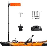 Viswiker 360 Degree Kayak LED Lights with Retractable Pole | Orange Visibility Flag, Waterproof Navigation LED Light for Night Kayaking Fishing Paddling, Kayak Accessories