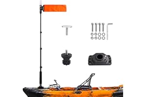 Viswiker 360 Degree Kayak LED Lights with Retractable Pole and Orange Visibility Flag, Waterproof Navigation LED Light for Ni