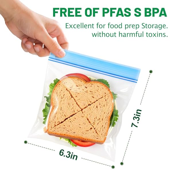 NANSIKE SANDWICH BAGS AND SNACK PACKS, ZIP SEAL FOOD STORAGE BAGS, EASY OPENING, MADE WITHOUT PFAS AND BPA EASY TO FILL FOR LUNCH SUITABLE FOR HOME AND TRAVELLING 300 BAGS