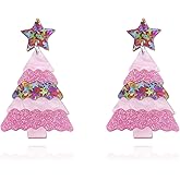 Christmas Tree Earrings for Women Sparkling Acrylic Christmas Earrings Lightweight Earrings Fun Cute Holiday Earring Xmas Drop Dangle Earrings Jewelry