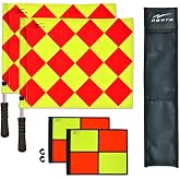 AGORA Pro Line Duo Premium Soccer Referee Flags, Rotating Assistant Referee &amp; Linesman Flags, 2 Flag Sets, Aluminum Rods, Foam Handles &amp; Carrying Case