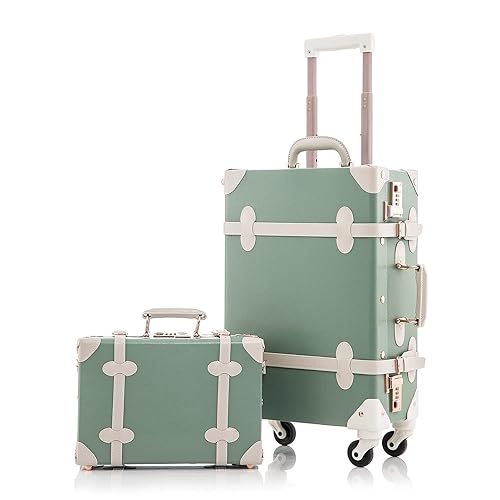 Unitravel Piece Vintage Luggage Set 20 inch Handmade Faux - Main Image