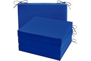 Cozyide Outdoor Chair Cushions, Waterproof Patio Seat Cushions with Adjustable Straps, Square Corner Patio Chair Cushions for Garden, Royal Blue, 18.5x16x3 Inch (Pack of 4)