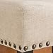 Christopher Knight Home Laramie Backless Linen Counterstools with Brass Nailhead Studs, 2-Pcs Set, Beige