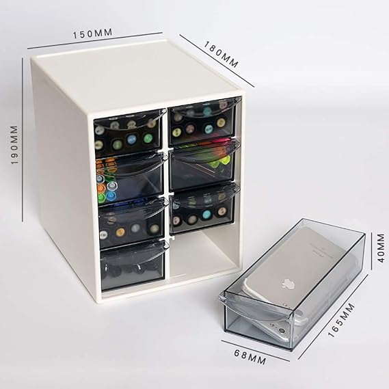 Desktop-Aufbewahrungsbox 4 Schichten 8 kleine transparente Schubladen