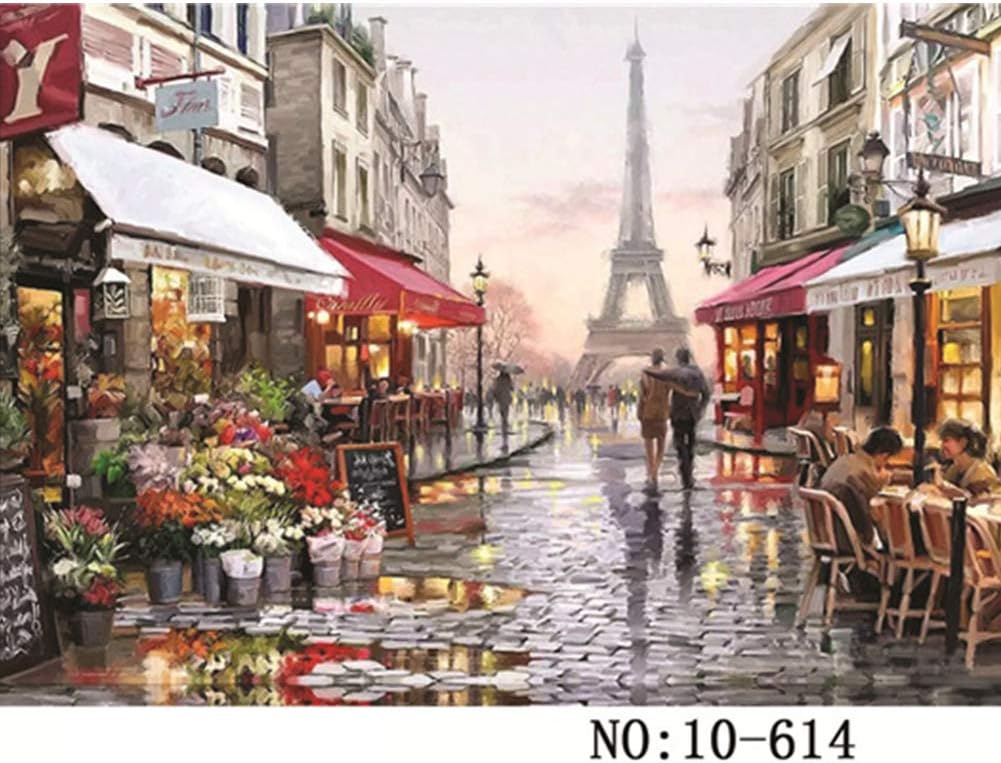 ROWEQPP Puzzle 1000 Pieces Landscape Puzzle Educational Toys for Adults Children Kids Games Interesting Landscape Pattern Puzzle Paris Flower Street 614