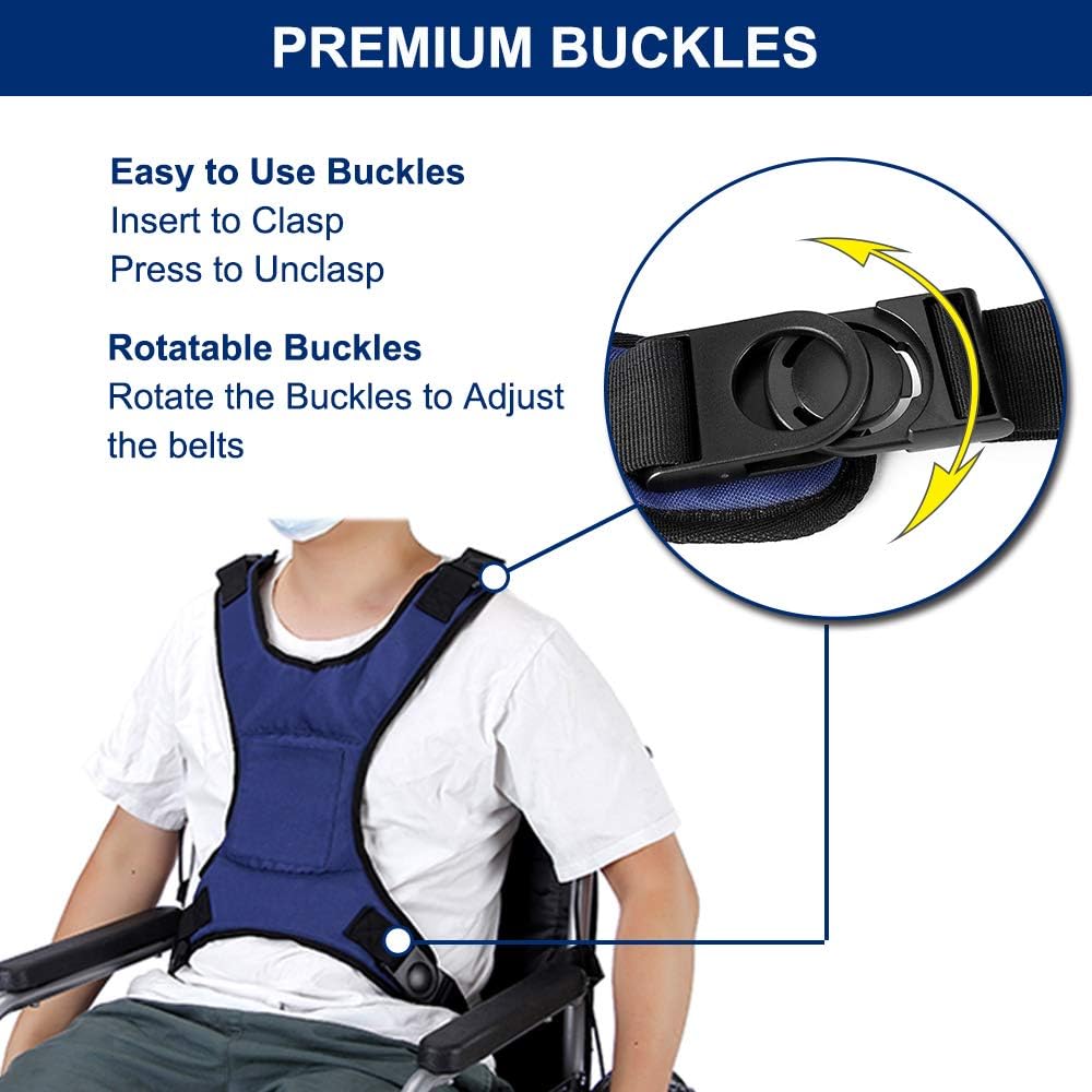 Wheelchair Seat Belt Bed Restraints Safety for Elderly Wheelchair Harness Adult Seatbelt Medical Hospital Straps Vest Soft Chest Lap Buddy Chairs Seniors Disable Patients Prevent Sliding: Furniture & Decor