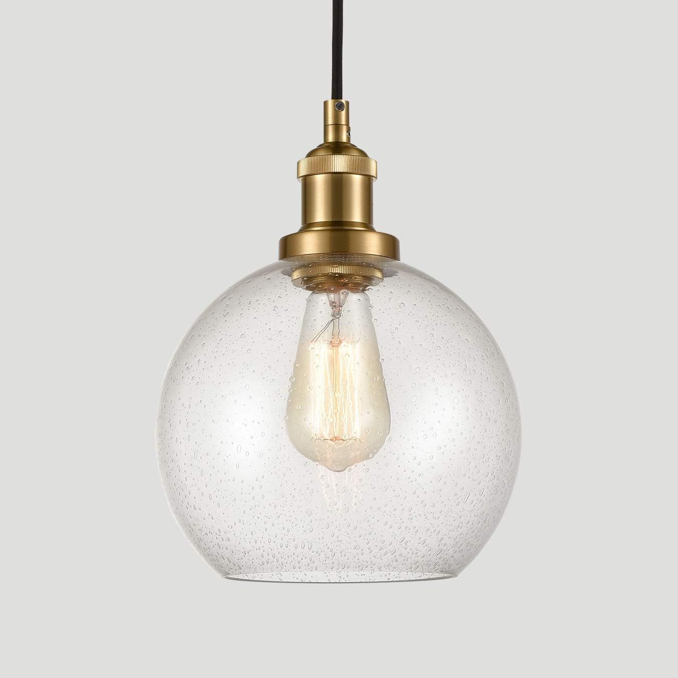 Modern Brass Seeded Glass Pendant Lights Golden Finish Pendant Lighting Fixture - - 