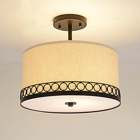Diy Familymodern Ceiling Lamp Fabric Linen Iron Pendant Light