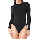 DAVID ARCHY Women's Bodysuits Long Sleeve Double Lined Soft Slimming Fit Round Neck
