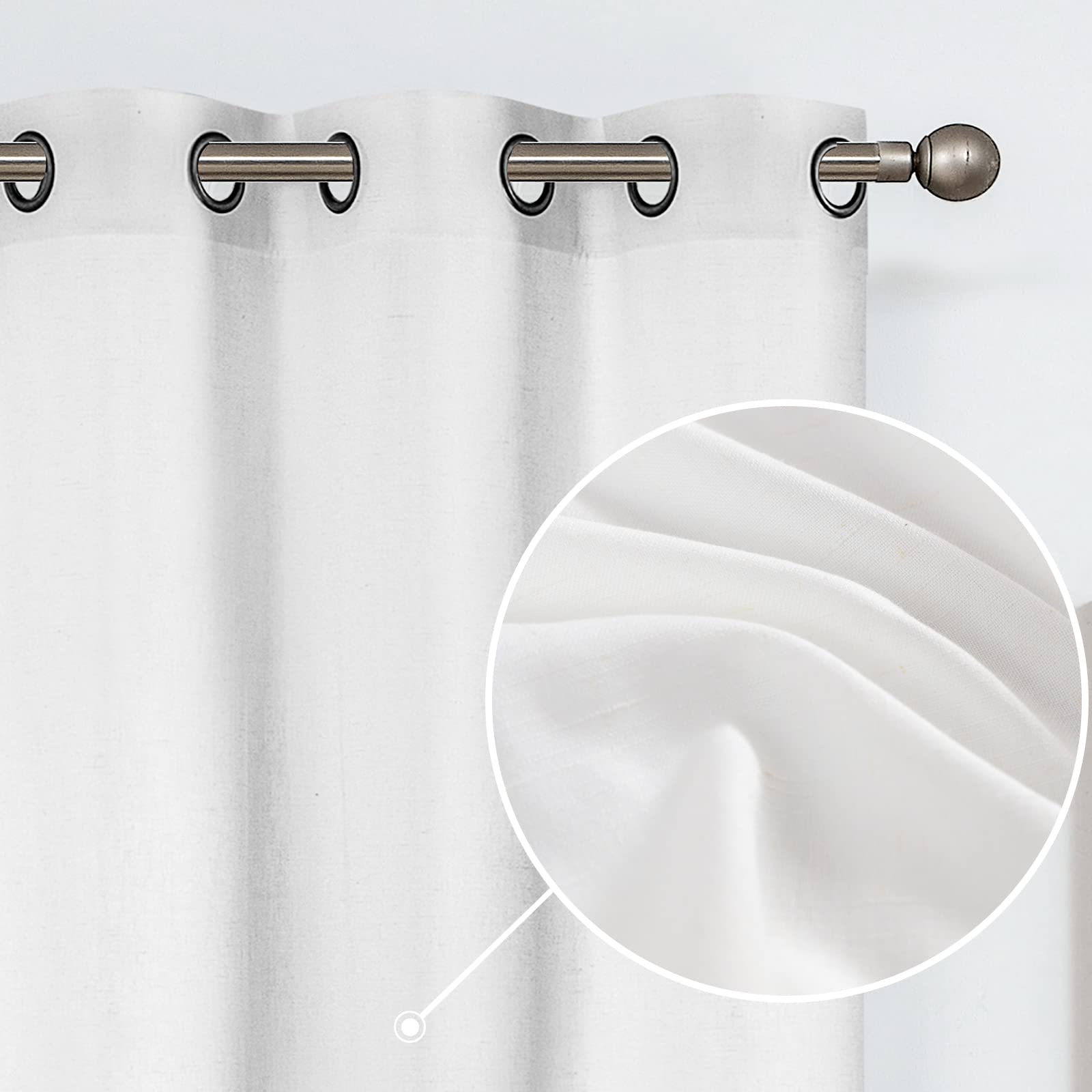 jinchan Linen Curtains, Light Filtering Window Drapes with Grommet Top, Linen Off White Curtains 2 Panels for Living Room Farmhouse Bedroom (W38 x L72, Off White)