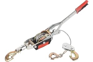 DAWOT 5T/10000Lbs Heavy Duty Winch with 3m/10ft Steel Cable, 2 Hooks, 2 Gears - Sturdy Come Along Tool Puller for Farm, Garden, Truck Towing & Heavy Equipment Handling