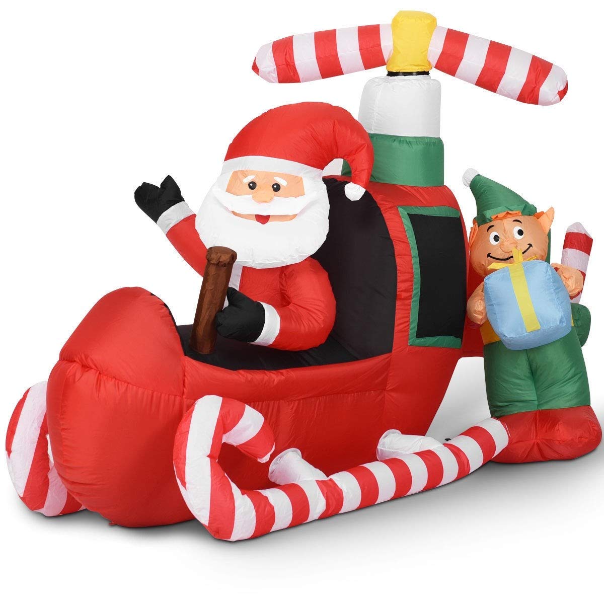 Santa Claus on Helicopter 6 Foot Tall Merry Christmas Inflatable Decorations Indoor