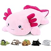 SQEQE Weighted Stuffed Animal Axolotl, Soft Weighted Axolotl Plush Toy, Cute Hugging Pillow Gift for Kids Adults, Home Decoration Valentines Gifts Birthday Present 9.8 Inch, 0.8 Lb