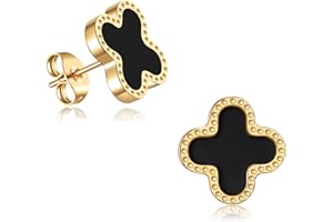 AIPPK 18K Gold Plated Clover Earrings for Women Four Leaf Clover Stud Earrings Lucky Dangle Earrings Simple Jewelry Gifts for Women