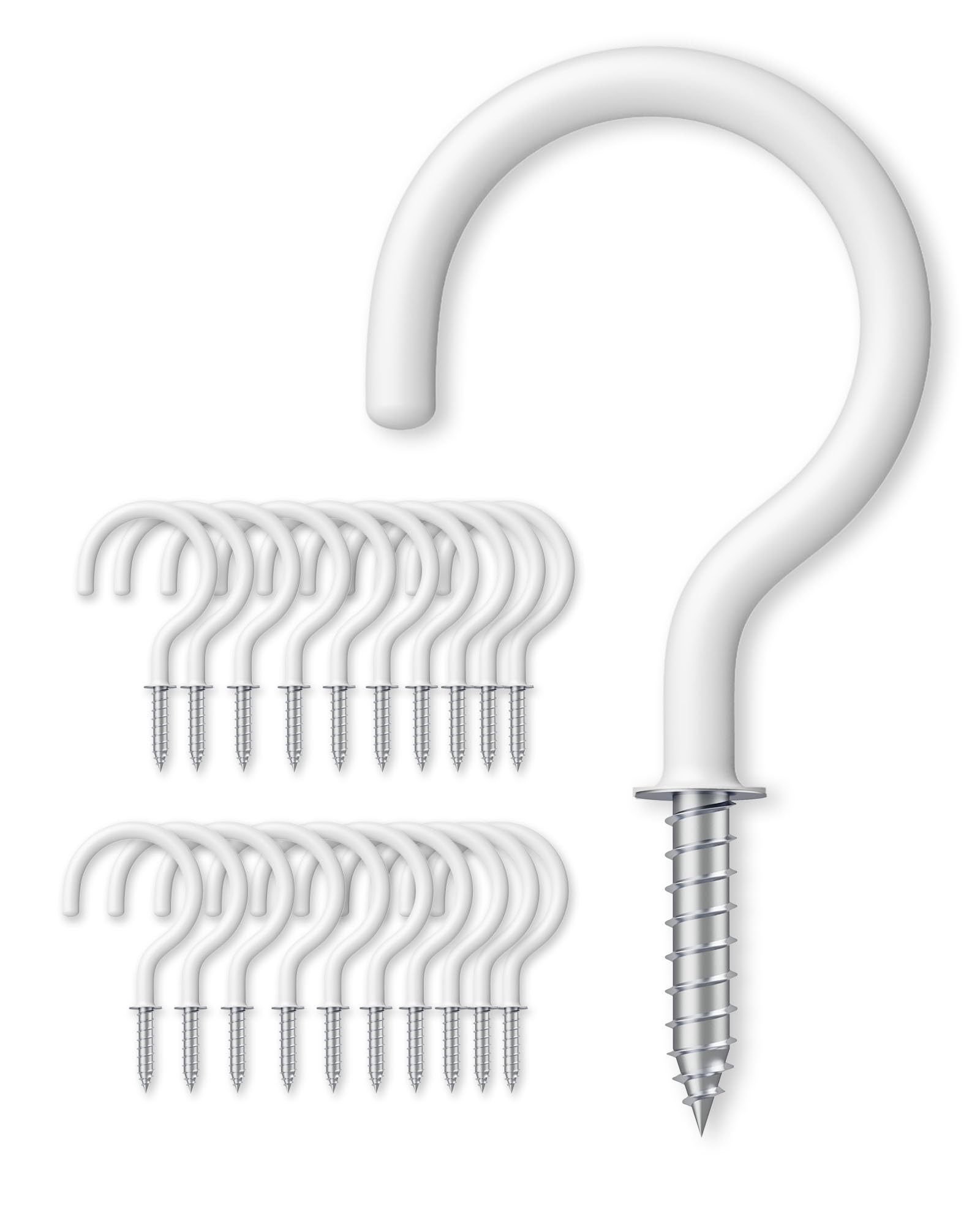 Photo 1 of Argojolo Ceiling Hooks – Vinyl Coated ScrewHook – 1-1/2 Inches Cup Hook – Screw-in Hooks – 20 Pack – White