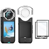 Rszfnjxry 360 X3 Anti-Fog Lens Guards Cap,Silicone Protective Cover Case and Screen Protectors for Insta360 x3,Bundle Include 1pc Silicone Case+2pcs Screen Protectors+1pc Lens Protector
