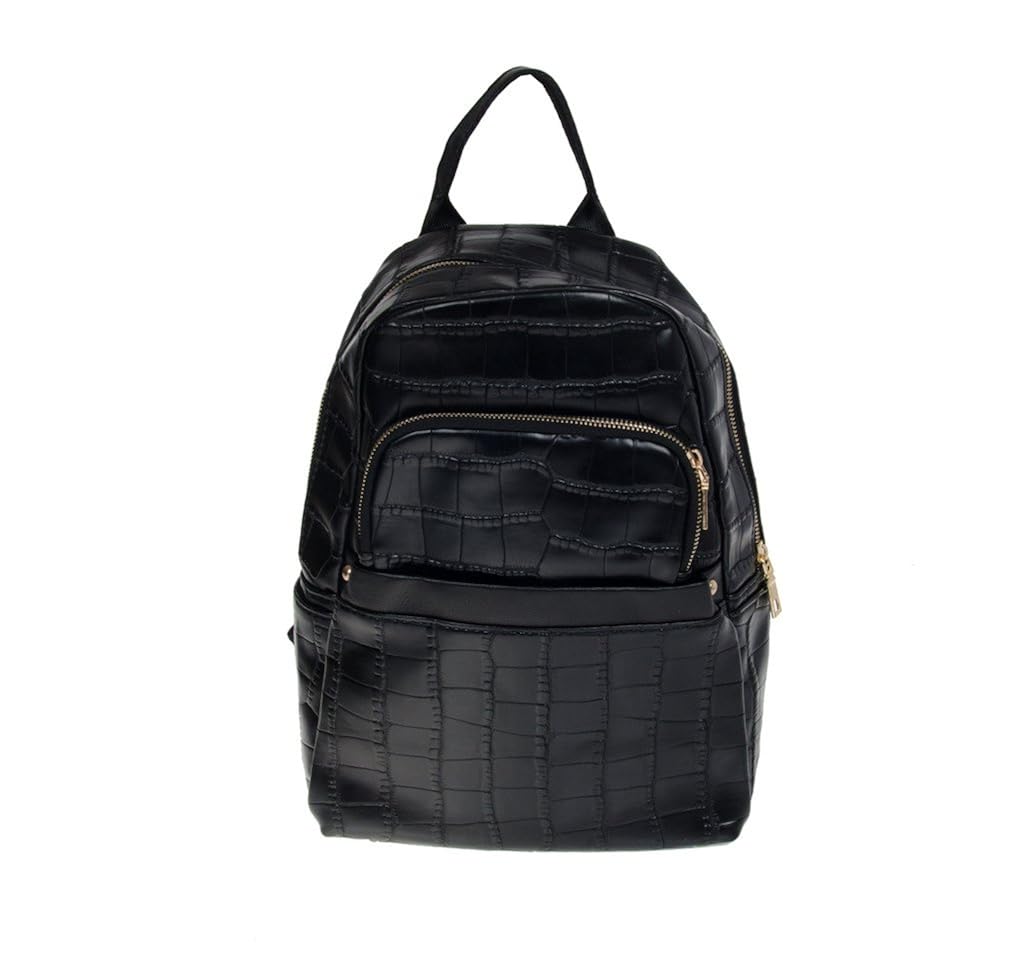 black leather look backpack