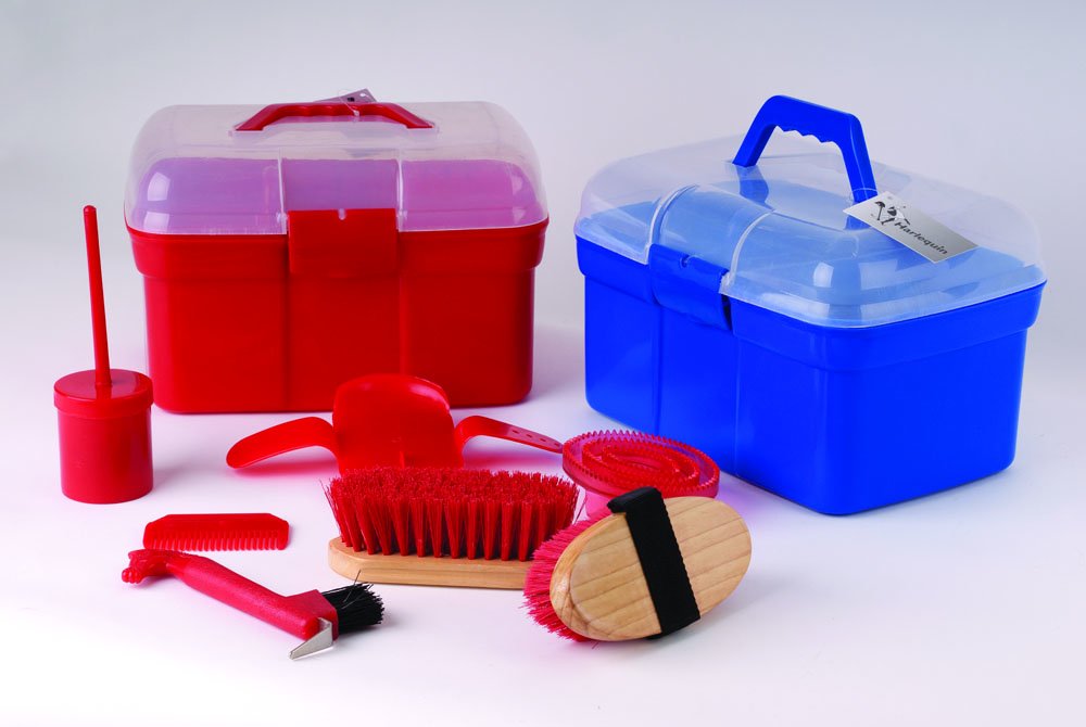 Shorefields Harlequin Complete Horse Grooming Kit With Carry Box & 7 Accesories (Red)