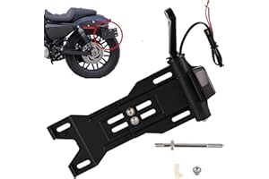 MOCODUO Motorcycle Rear Side License Plate Bracket Holder with LED Light for Harley Sportster XL883, XL1200, Dyna Low Rider FXDLS, Street Bob FXDB 2004-2020 Black Style B