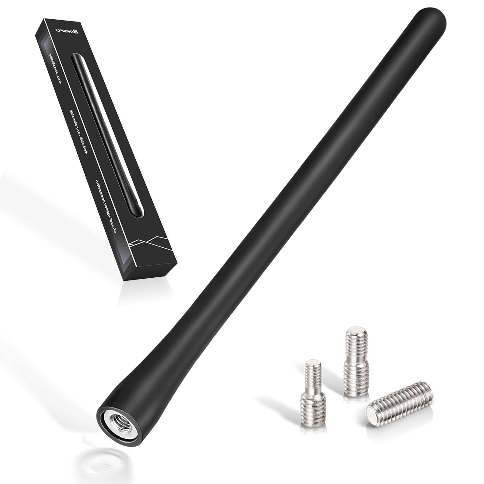 Bingfu Car Antenna DAB FM Radio Aerial 19.5cm Universal Roof Mount Rubber Short Antenna Mast Replacement with Excellent DAB & FM Reception for All Cars Truck SUV, M4.0 M5.0 M6.0 Screws