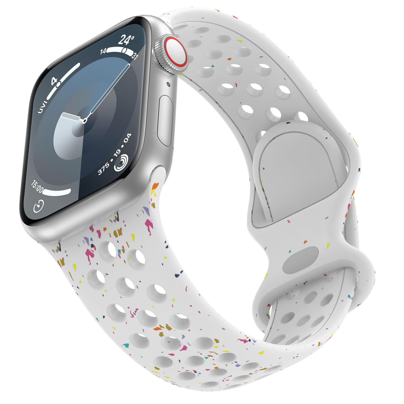 Sport Straps Apple Watch 41mm Series 9, Silicone Bracelet Soft Replacement Colored Band Adjustble Strap for Apple Watch 41mm 40mm 38mm iWatch Series 9 8 SE2 7 6 SE 5 4 3 2 1