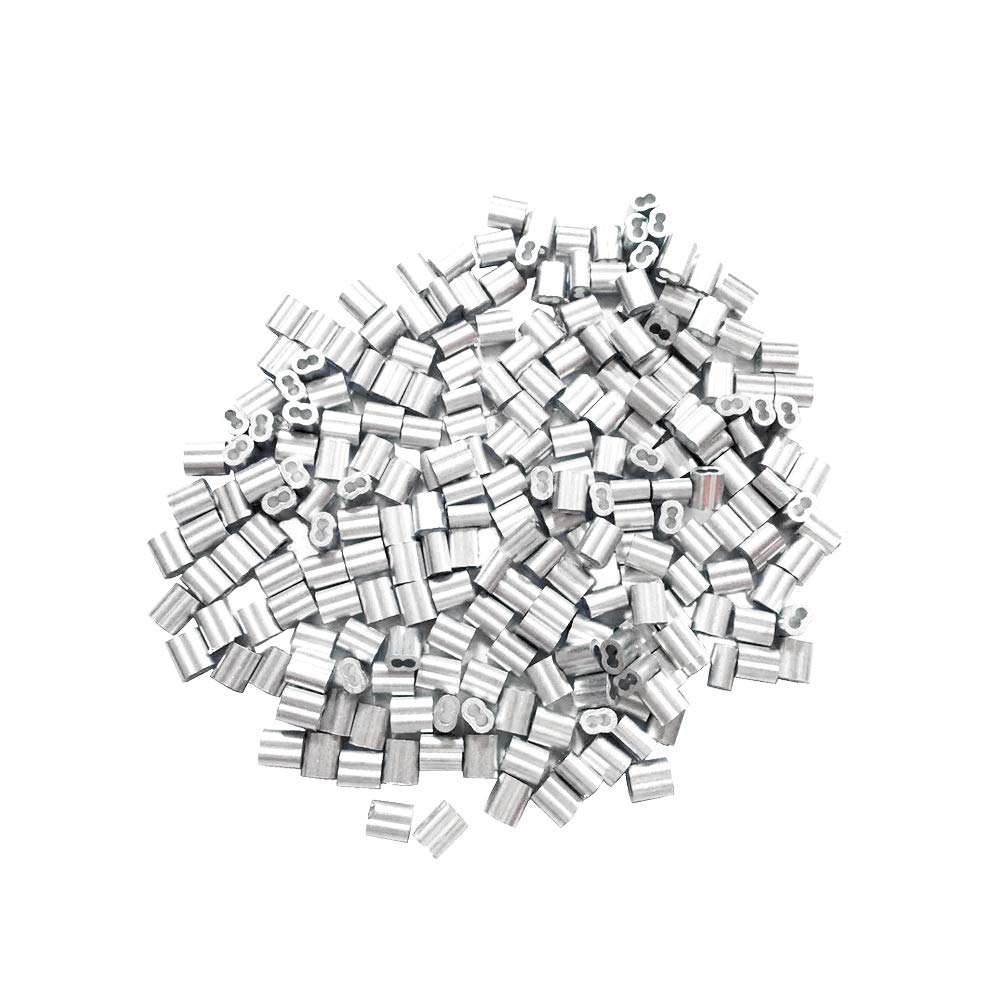 100pcs 1.0 mm Aluminum Wire Crimping Loop Sleeve Double Ferrules Type for Wire Cable Rope Photo Hanging