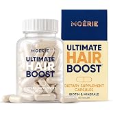 Moerie Ultimate Hair Boost Supplements for Women &amp; Men - Hair, Skin, Nails Vitamins with Biotin &amp; Minerals for Hair Health - Thicker Hair - 60 Capsules