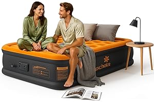 Queen Air Mattress with Built in Electric Pump, Double High Inflatable Mattress for Camping, Travel, Home&Guests, 2 Mins Quic