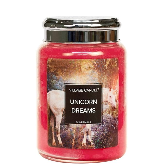 Village Candle Fun Fantasy Duft-Kollektion, Unicorn Dreams, 26 oz Large Glass Jar
