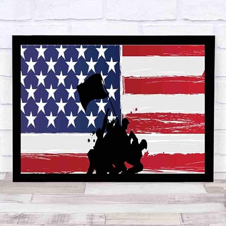 Amazon Co Jp 手で印刷された工芸品の絵画アメリカの祝福アメリカのシルエットアメリカの旗の背景勇気の愛国者現代の家の壁の装飾 ホーム キッチン