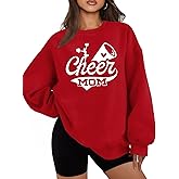 UYIQL Mama Sweatshirt Oversized Long Sleeve Cheer Mom Shirt for Baseball Football Soccer Baketball Dance Sport Pullover Tops