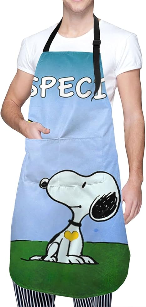 Amazon スヌーピー Snoopy エプロン 首掛け H型 シンプル 首掛けエプロン かわいい シンプルエプロン カフェエプロン 大容量ポケット おしゃれ ポケット付き 透けない 調節可能 料理 教室 家庭用 仕事用 動きやすい 男女兼用 エプロン オンライン通販