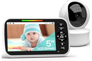 iFamily Baby Monitor with Camera and Audio, 5" Screen Video Baby Monitor with Temperature Sensor, Two Way Talk and Remote pan-tilt-Zoom Camera, Night Vision and 960ft Range.