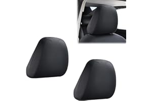 getfay 2 PCS Car Seat Headrest Cover, 9.84" x 11.02" Comfortable Car Head Rest Protector Dirt-Proof Headrest Cover Replacement, Protecting Decorative Accessories, for Cars, Vans, Trucks (Black)