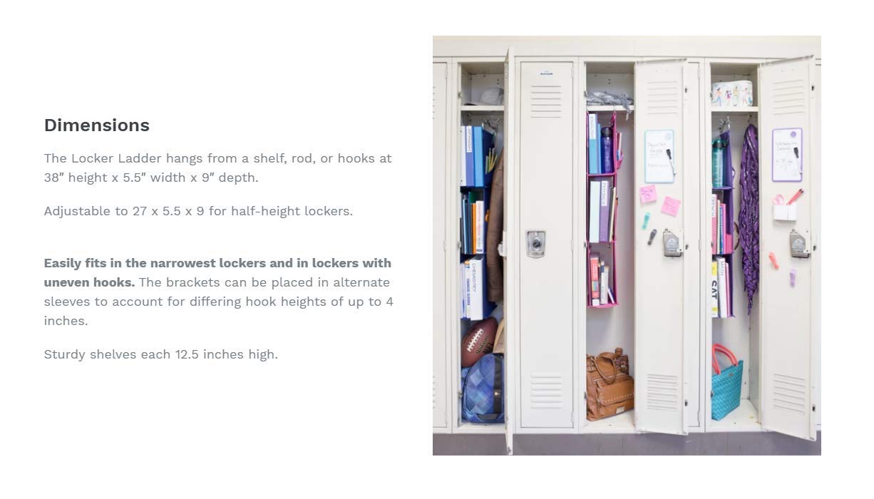 Del Design Hanging Locker Ladder Organizer For School, Work, Gym