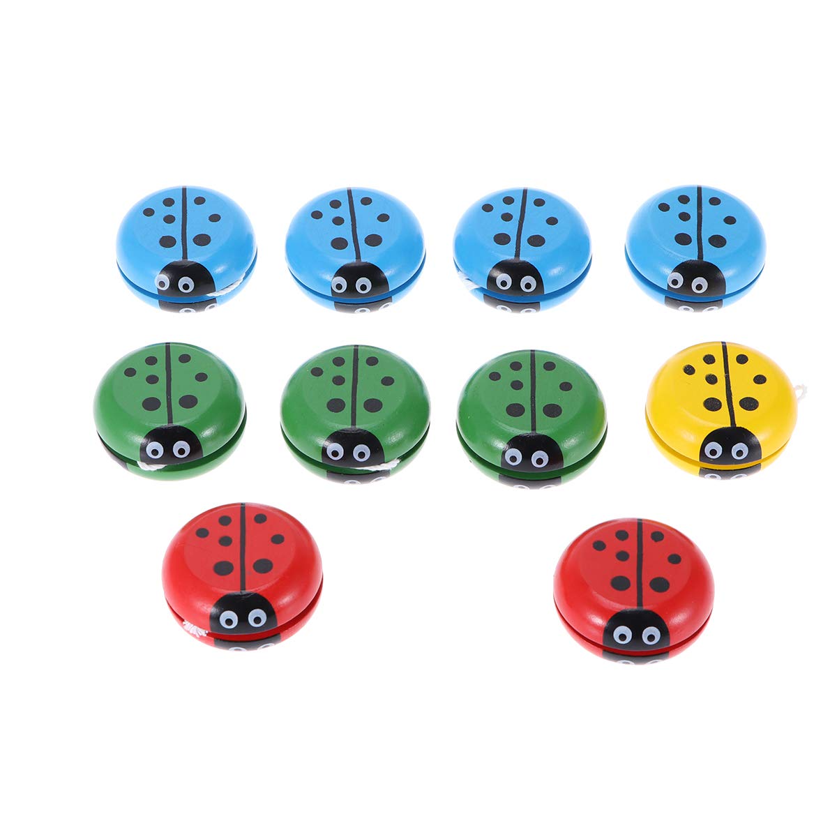 NUOBESTY 10pcs Wooden Yoyo Toys Ladybug Shaped Yoyo Ball Kids Party Favors