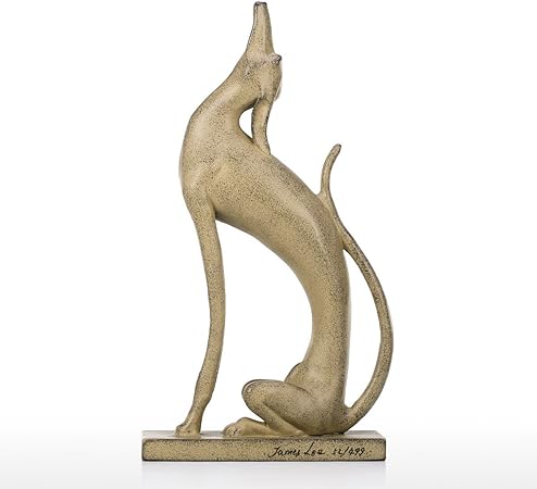 Tooarts Statue Animal Sculpture Chien Aluminium 14 X 8 X 26