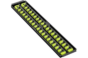 Ernst Manufacturing 19-Inch Socket Boss Premium 2-Rail, 3/8-Inch-Drive Socket Organizer, High-Visibility (8462HV) - Made in the USA
