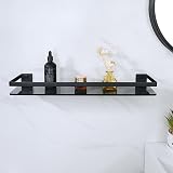 SAYAYO 50 cm Black Tempered Glass Wall Shelf with SUS304 Rail Bath Storage view 8