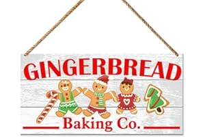QVUXZ Christmas Baking Wood Sign Decor, Christmas Bakery Wall Decor for Home Kitchen Living Room Holiday Winter Decorations Farmhouse Gingerbread Man Xmas Hanging Sign Decor, Gingerbread Baking Co.