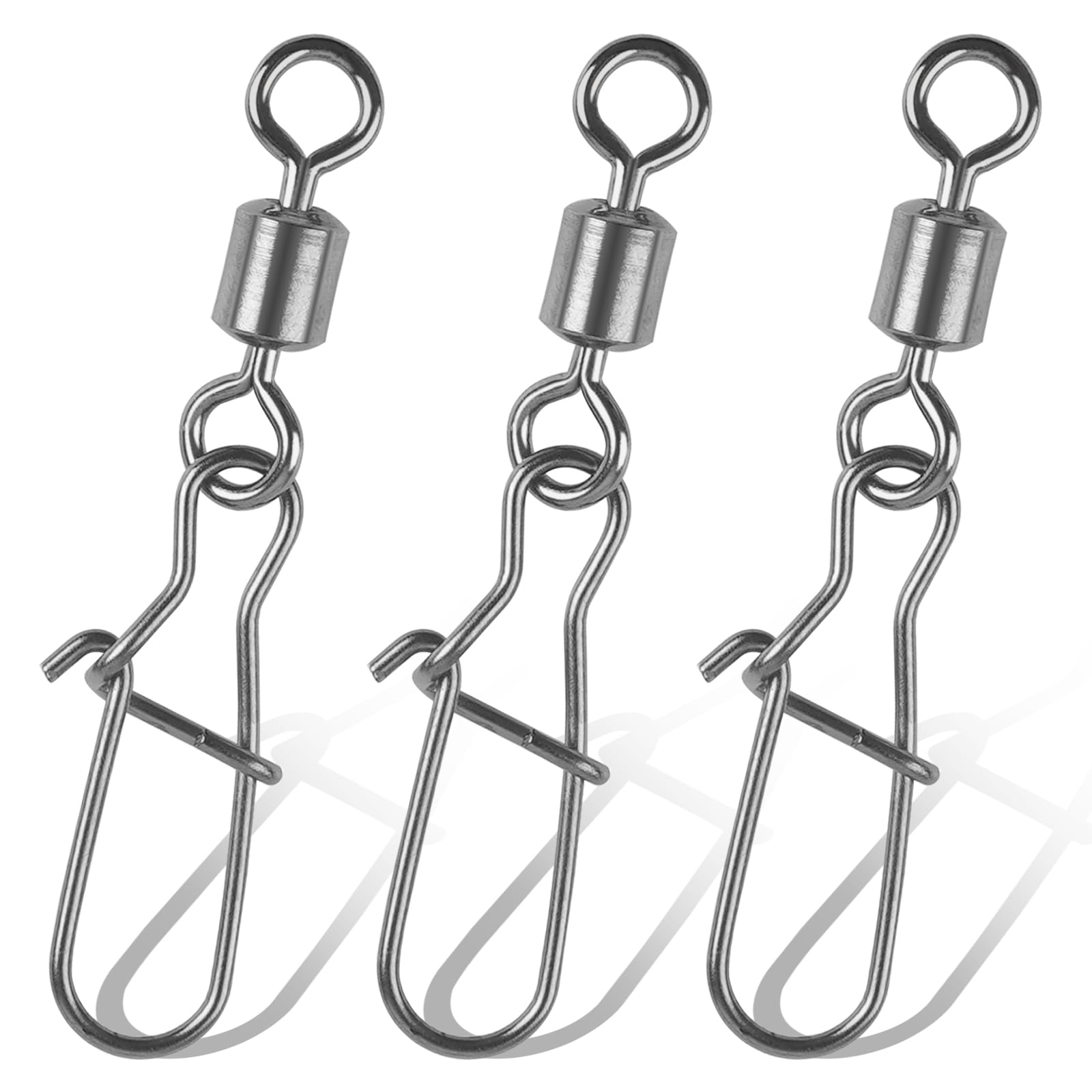 100pcs Rolling Fishing Swivel With Nice Snap Black Nickle Rolling Swivels Hard Fishing Lures Connector Snaps (10#-100pcs)