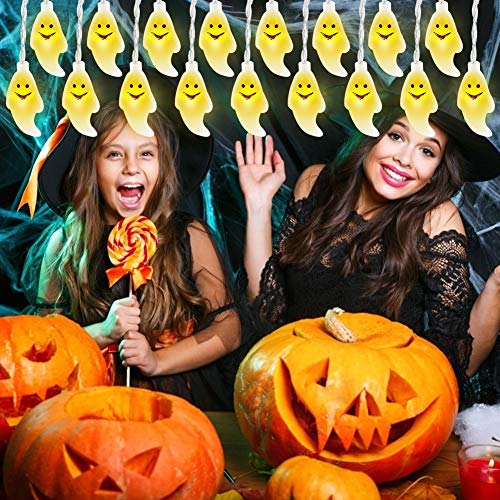 Gyrategirl Halloween String Lights, LED Pumpkin Ghost Lights, Holiday Lights for Outdoor Indoor Decoration, 2 Modes Steady/Flickering Lights(20 Lights, 9.8 feet) for Halloween Home Party Yard Decor