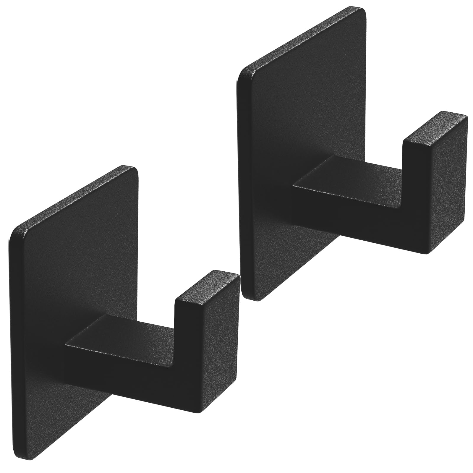 Photo 1 of VAEHOLD Adhesive Towel Hooks, Heavy Duty Wall Hooks Aluminum Black Hooks for Hanging Coat, Hat, Towel, Robe, Clothes, Shower Hook for Door, Office, Kitchen, Bathroom - 2 Pack (Black)